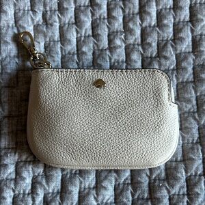 Kate Spade Cream Textured Leather Credit Card Holder & Keychain